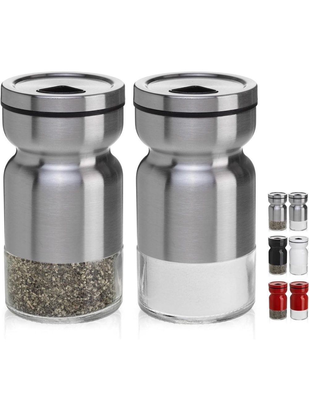 CHEFVANTAGE Stainless Steel Salt & Pepper Shaker Set NIB
